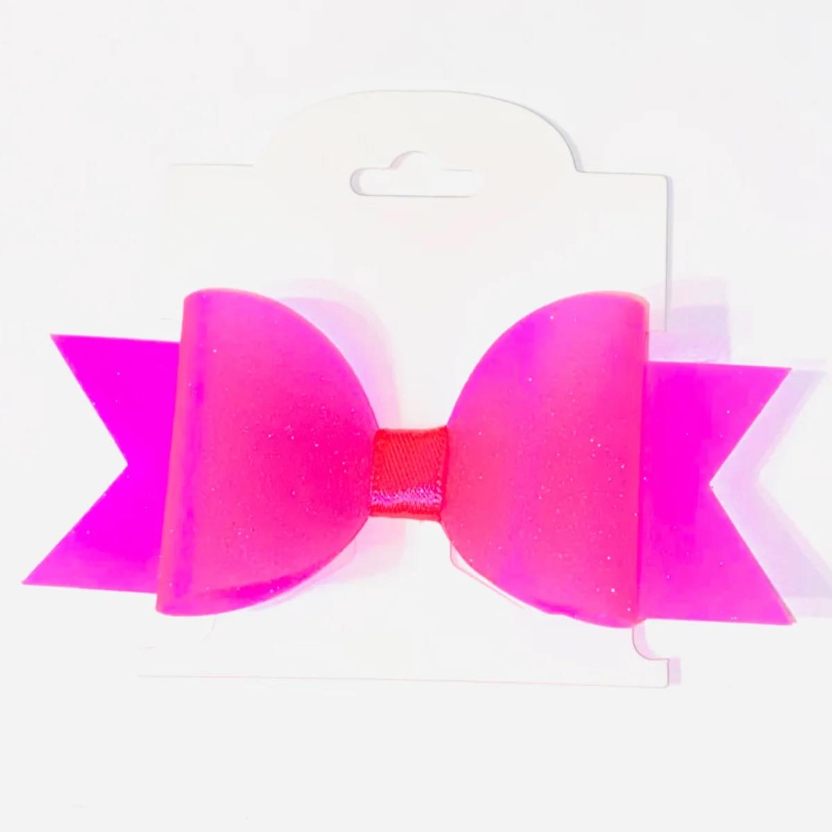 Neon Pink Glitter Jelly Bow