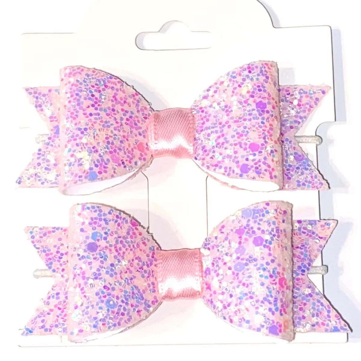 Mini- Light Pink Chunky Glitter Bows