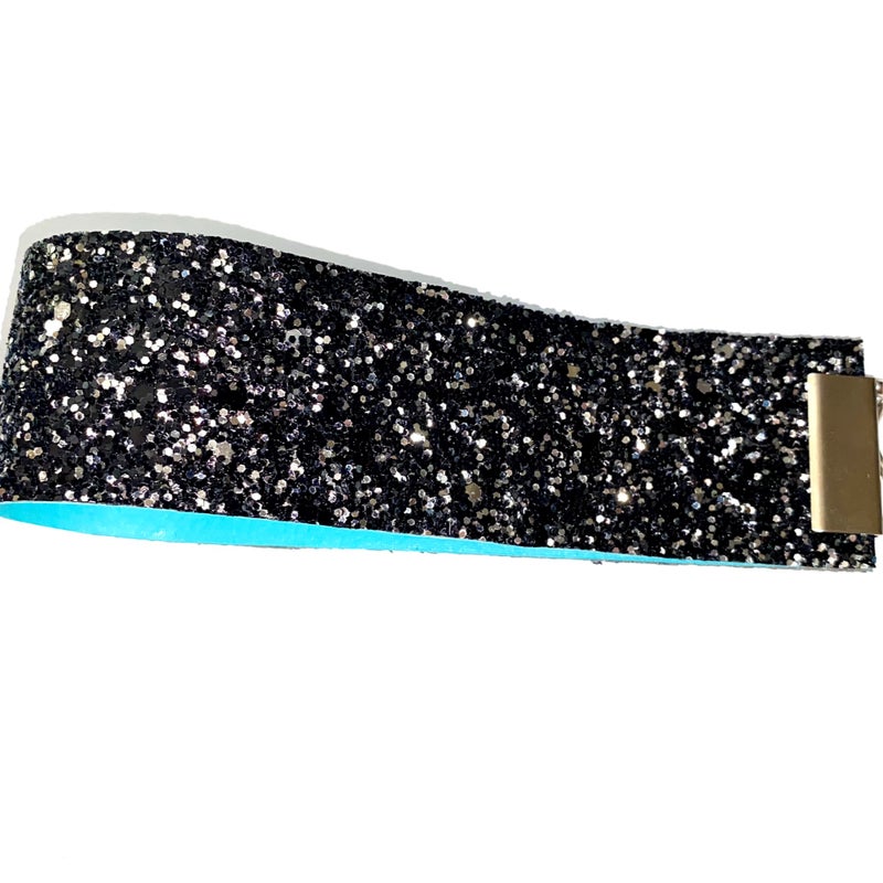 Black Glitter & Blue Wristlet