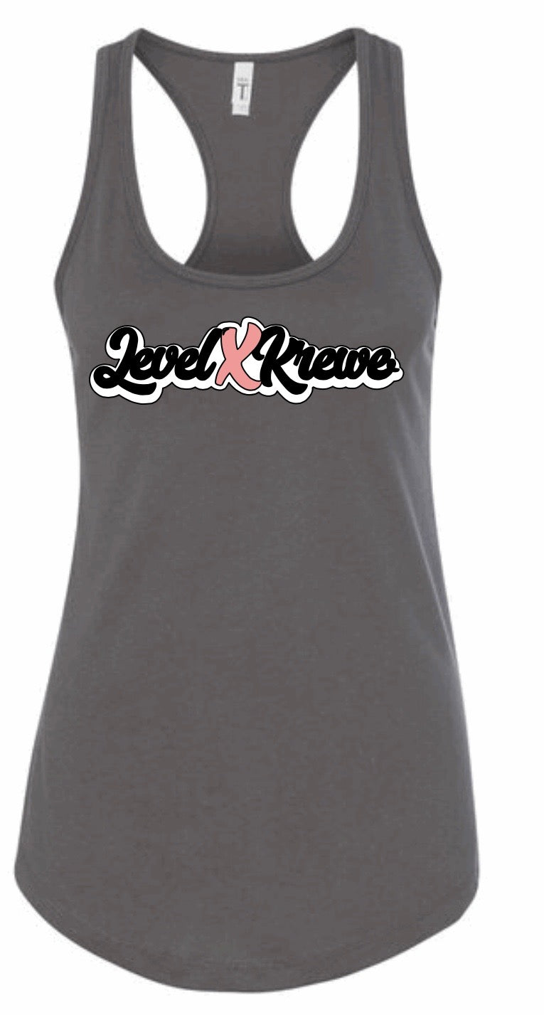 Racer Back Tank- Dark Grey Style 1 (White)