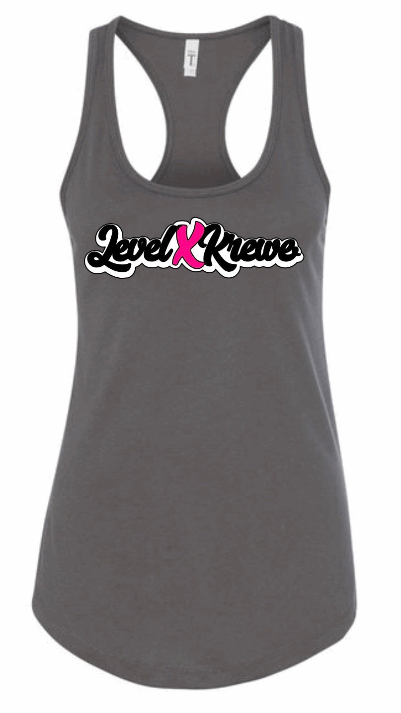 Racer Back Tank- Dark Grey Style 1 (White)