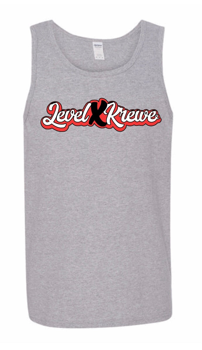 Mens Tank Top- Grey Style 1 (Red)