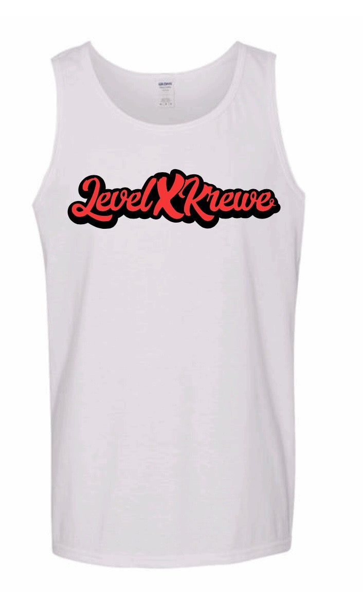 Mens Tank Top- White Style 1 (Red)