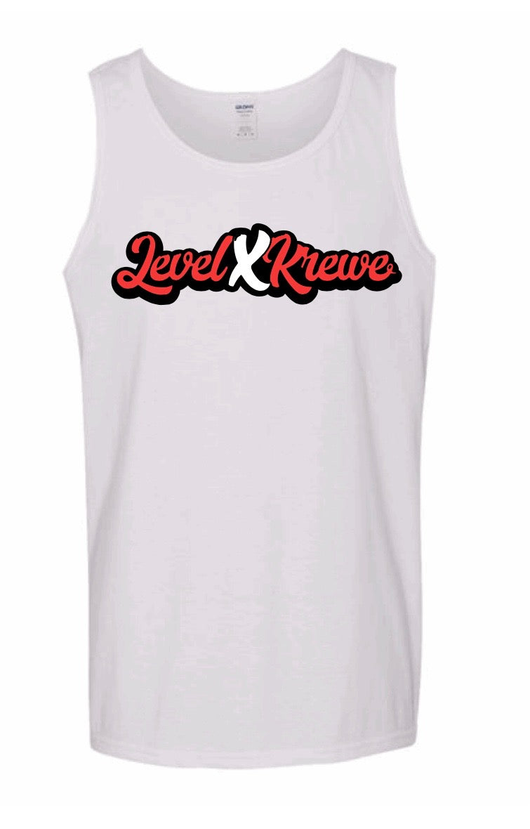 Mens Tank Top- White Style 1 (Red)